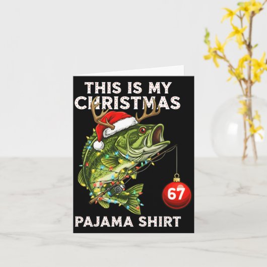 This Is My Christmas Pajama B Fish Santa Hat Toddl カード (黄色い花)