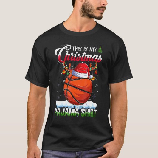 This Is My Christmas Pajama  Basketball Xmas Light Tシャツ (正面)