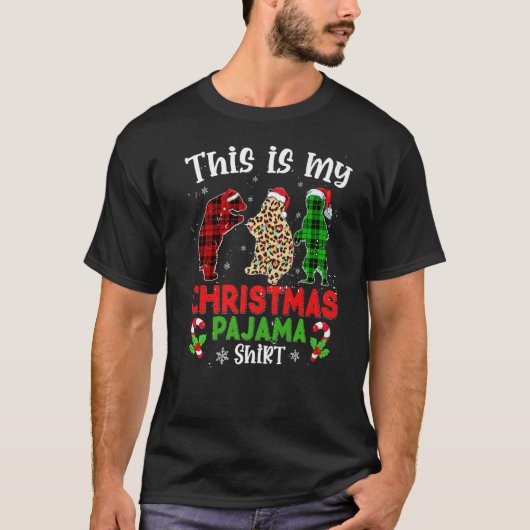 This Is My Christmas Pajama Bear Animals Leopard P Tシャツ (正面)