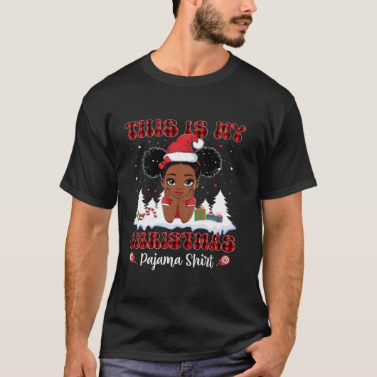 This Is My Christmas Pajama Black African American Tシャツ (正面)