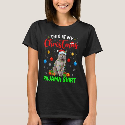 This Is My Christmas Pajama British Shorthair Cat  Tシャツ (正面)