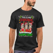 This Is My Christmas Pajama   Cat Santa Hat Lights Tシャツ (正面)