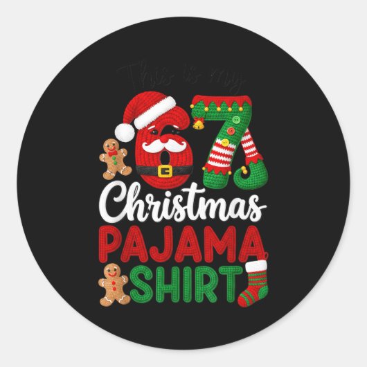 This Is My Christmas Pajama Christmas 67 Family Ma ラウンドシール (正面)