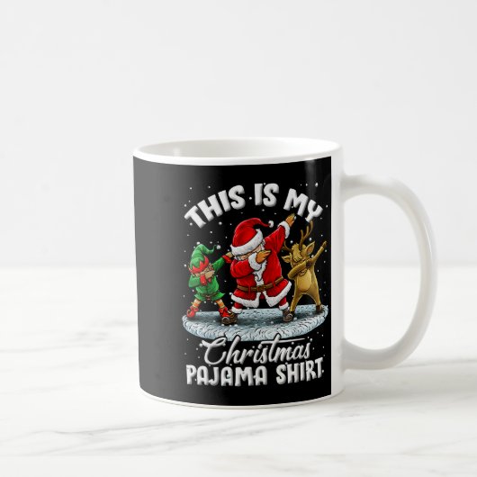 This Is My Christmas Pajama Dabbing Santa Elf Paja コーヒーマグカップ (右)