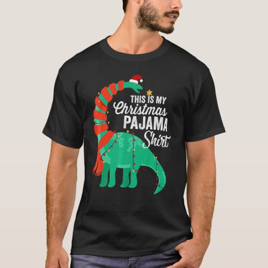 This Is My Christmas Pajama Dinosaur Brontosaurus Tシャツ (正面)