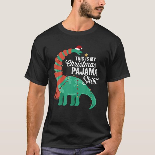 This Is My Christmas Pajama Dinosaur Brontosaurus Tシャツ (正面)
