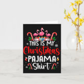This Is My Christmas Pajama Flamingos Holiday Fun カード (黄色い花)
