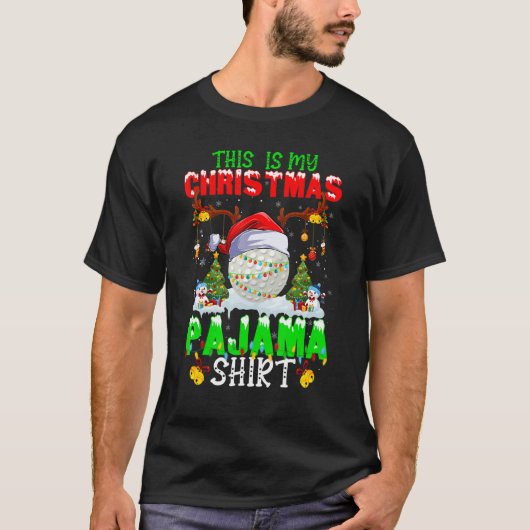 This Is My Christmas Pajama Hockey Santa Hat Xmas  Tシャツ (正面)
