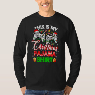 This Is My Christmas Pajama Santa Hat Gamer Video  Tシャツ