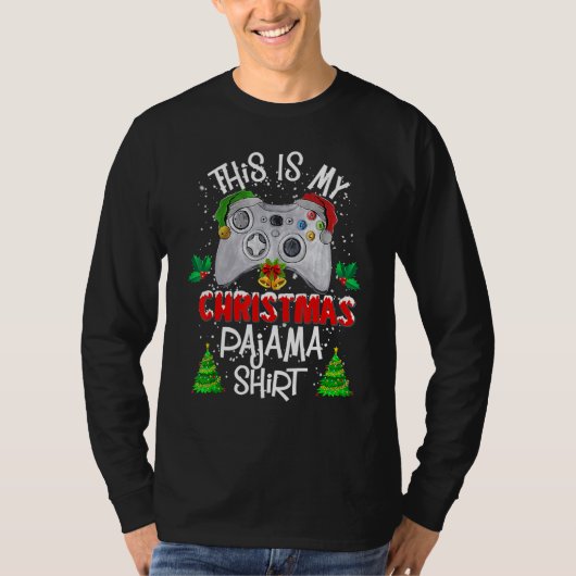 This Is My Christmas Pajama Santa Hat Gamer Video  Tシャツ (正面)