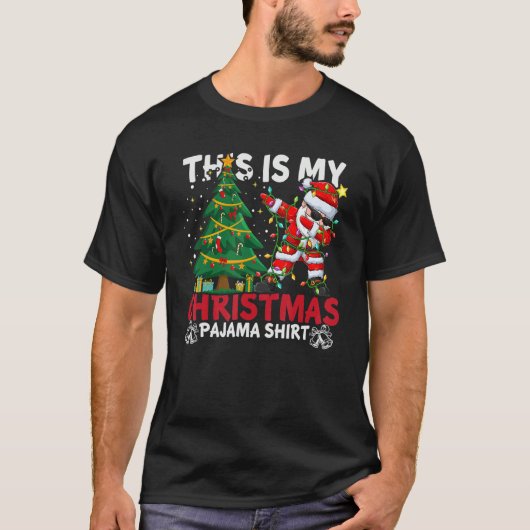 This Is My Christmas Pajama Santa Hat Xmas PJ cost Tシャツ (正面)