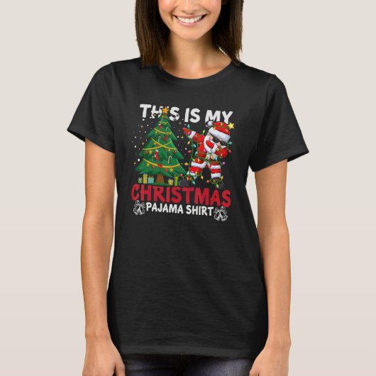 This Is My Christmas Pajama Santa Hat Xmas PJ cost Tシャツ (正面)