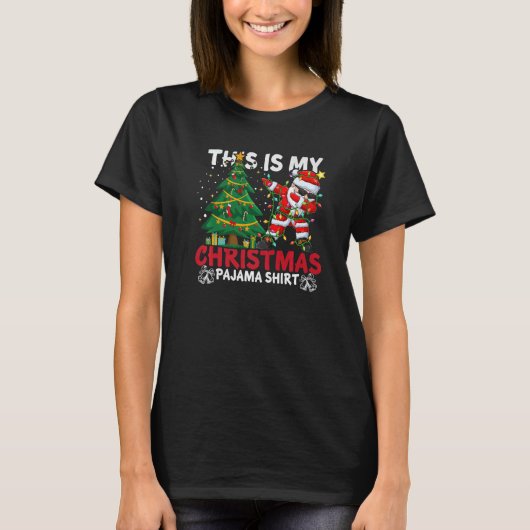 This Is My Christmas Pajama Santa Hat Xmas PJ cost Tシャツ (正面)