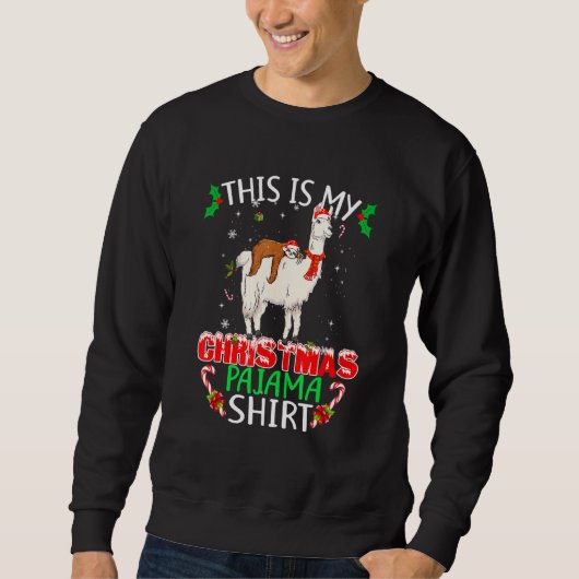 This Is My Christmas Pajama Santa Sloth Riding Lla スウェットシャツ (正面)
