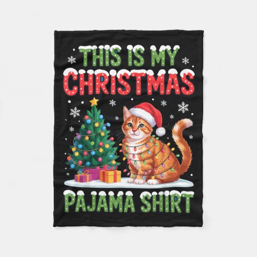 This Is My Christmas Pajama Shirt Cat Lovers Holid フリースブランケット (正面)