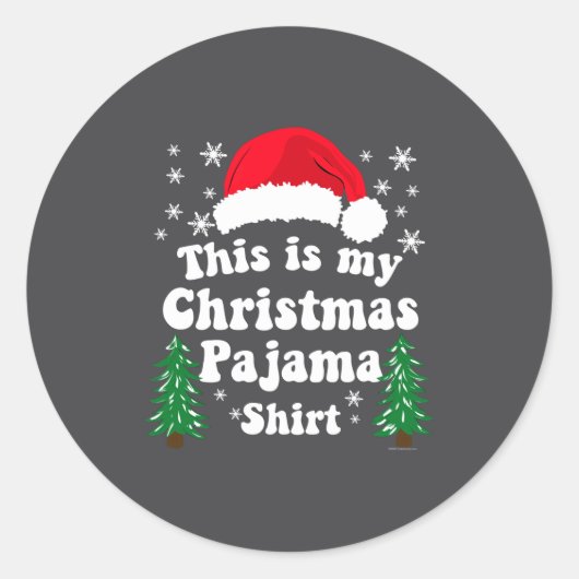 This Is My Christmas Pajama Shirt Funny Retro Matc ラウンドシール (正面)