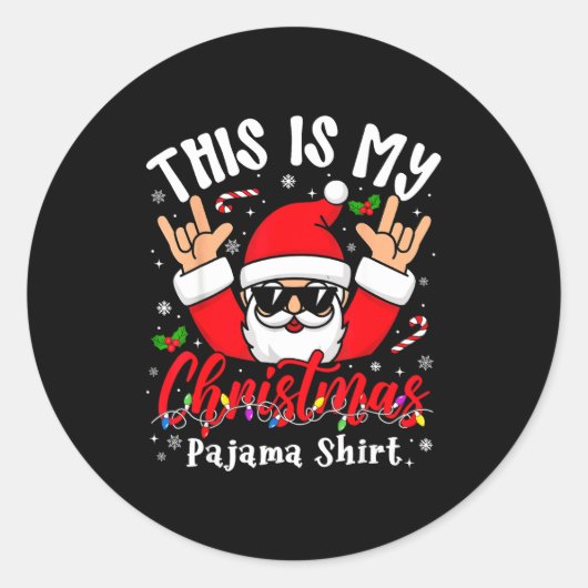 This Is My Christmas Pajama Shirt Sungles Santa Ro ラウンドシール (正面)