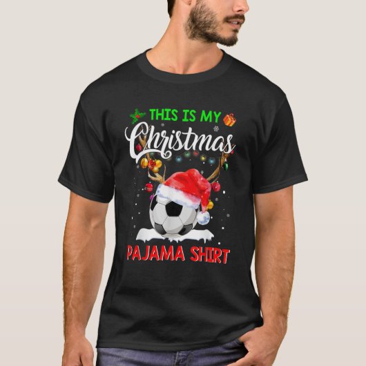 This Is My Christmas Pajama Soccer Reindeer Santa  Tシャツ (正面)