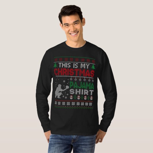 This is my christmas pajama Ugly Sweater Baseball  Tシャツ (正面フル)