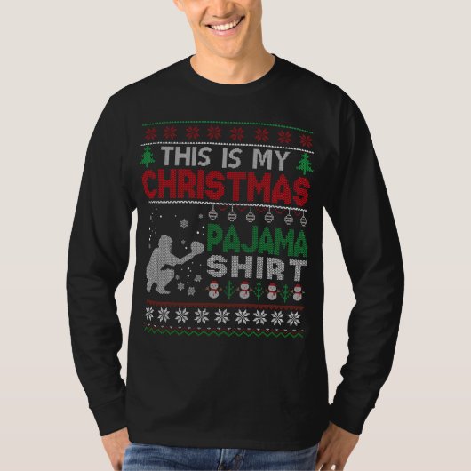 This is my christmas pajama Ugly Sweater Baseball  Tシャツ (正面)