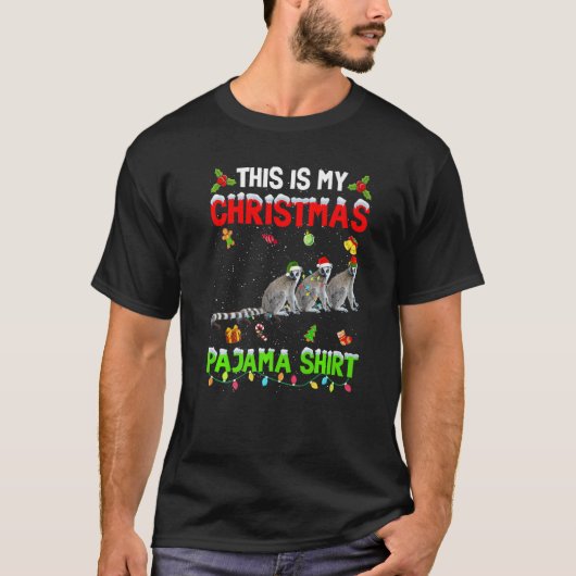 This Is My Christmas Pajama Xmas Lemur Squad Tシャツ (正面)