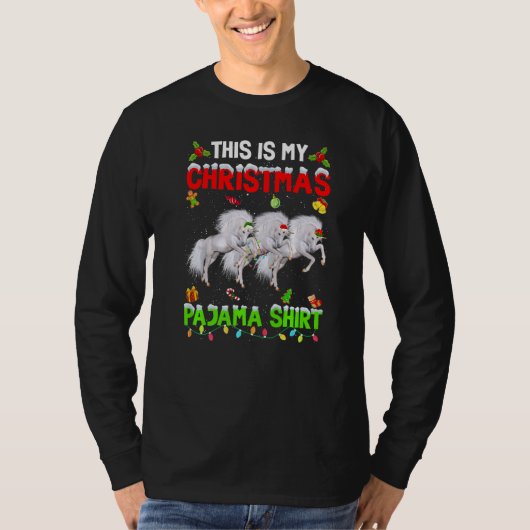 This Is My Christmas Pajama Xmas Unicorn Squad Tシャツ (正面)