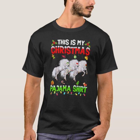 This Is My Christmas Pajama Xmas Unicorn Squad Tシャツ (正面)