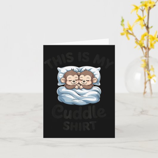 This Is My Cuddle Shirt Cute Monkey Couple  カード (黄色い花)