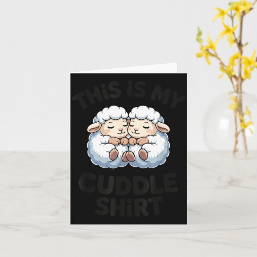 This Is My Cuddle Shirt Cute Sheep Couple Sleep  カード (黄色い花)
