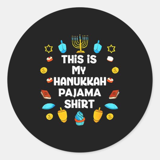 This Is My Hanukkah Pajama Shirt Chanukah Jewish M ラウンドシール (正面)