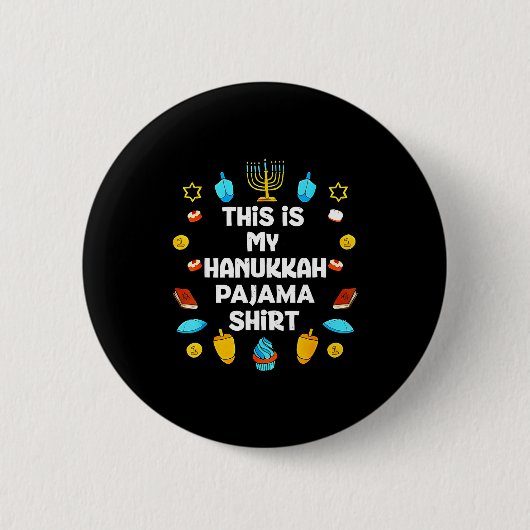 This Is My Hanukkah Pajama Shirt Chanukah Jewish M 缶バッジ (正面)