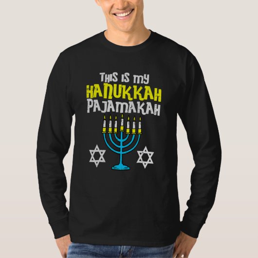 This Is My Hanukkah Pajamakah Menorah Chanukah Jew Tシャツ (正面)