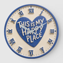 This Is My Happy Place Blue Heart Home Office ラージ壁時計
