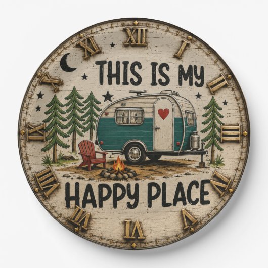 This Is My Happy Place Cabin & Camper Gift ペーパープレート (正面)