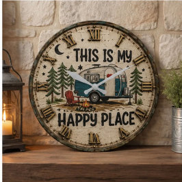 This Is My Happy Place Cabin & Camper Gift ラージ壁時計