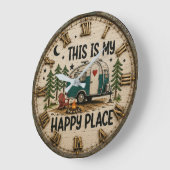 This Is My Happy Place Cabin & Camper Gift ラージ壁時計 (傾斜)