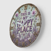 This Is My Happy Place Lavender Farmhouse ラージ壁時計 (傾斜)