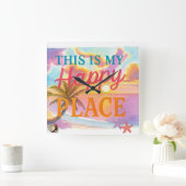 This is my happy place - Tropical Beach スクエア壁時計 (ホーム)