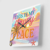 This is my happy place - Tropical Beach スクエア壁時計 (傾斜)