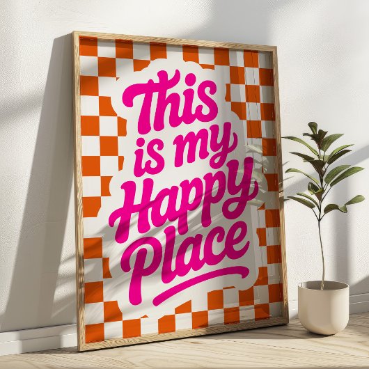 This is My Happy Place Uplifting Quote Checkered ポスター