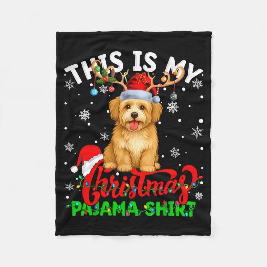 This Is My Havanese Dog Ugly Christmas Pajama Swea フリースブランケット (正面)