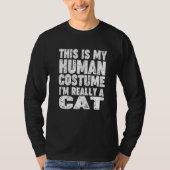 'This Is My Human Costume I'm Really A Cat' Hallow Tシャツ (正面)