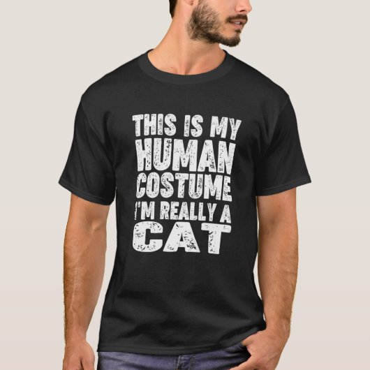 'This Is My Human Costume I'm Really A Cat' Hallow Tシャツ (正面)