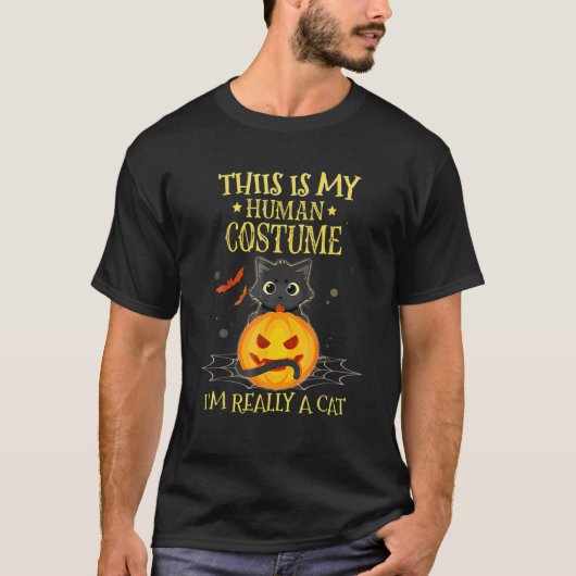 This Is My Human Costume I'm Really A Cat Pumkin H Tシャツ (正面)