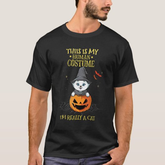 this is my human costume i'm really a cat Pumkin H Tシャツ (正面)