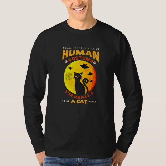 This Is My Human Costume I'm Really A Cat Pumkin H Tシャツ (正面)