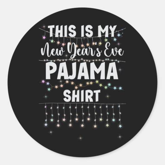 This Is My New Year's Eve Pajama Shirt Lights Men ラウンドシール (正面)