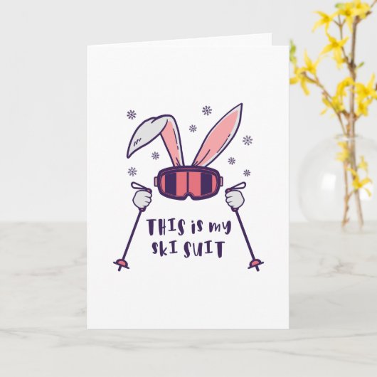 This is my Ski Suit Skiing Rabbit with ski poles カード (黄色い花)