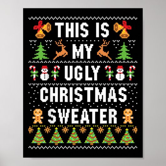 This Is My Ugly Sweater Funny Christmas Short Slee ポスター (正面)