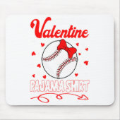 This Is My Valentines Baseball Pajama For Kids Boy マウスパッド (正面)